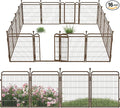 32 in(H) Decorative Garden Fence Outdoor for Yard with 2 Gates,Heavy Duty Iron 16 Panels Total 34.7ft(L) Anti Dig Fence with Gravity Automatic Lock for Indoor/Outdoor Decorative Dog Fence,Brown