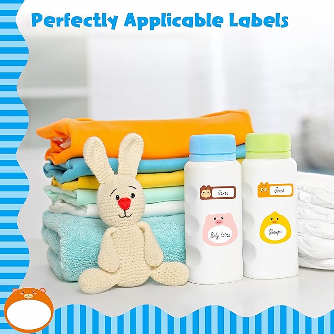 208 PCS Baby Food Labels, 26 Adorable Designs Removable Food Name Stickers Self-Adhesive Water/Oil/Tear Resistant for Baby, Kids, Toddlers Food Containers, Water Bottles, School Supplies, Mason Jars