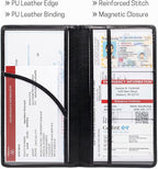 CANOPUS Car Registration and Insurance Holder, PU Leather Card Holder, Vehicle Glove Box Organizer for Auto, SUV, Truck, Black