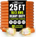 25ft Outdoor/Indoor Extension Cord 10/3 Gauge Ultra Heavy Duty 3 Prong SJTW, Waterproof, Flexible Cold-Resistant Long Power Cord,15A 125V 1875W, Orange by LifeSupplyUSA
