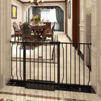 Extra Wide Baby Gate Tension Indoor Safety Gates Black Metal Large Pressure Mounted Pet Gate Walk Through Long Safety Dog Gate for The House Doorways Stairs (48.03"-52.76"/122-134CM, Black)