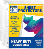 Samsill Heavy Duty Sheet Protectors for 3 Ring Binders, 8.5 x 11 Clear Page Protectors, Plastic Sleeves & Report Covers, Acid Free Archival Safe Document Protectors