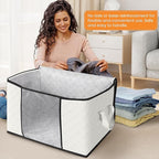 Fab totes 24 Gallons Clothes Storage, Foldable Thick Fabric Blanket Storage Bags, Containers for Organizing Bedroom, Closet, Clothing, Comforter, Organization with Handle (6 Pack,Ivory)