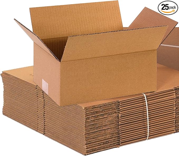 BOX USA Shipping Boxes 12"L x 8"W x 5"H, 25-Pack Small Corrugated Cardboard Box for Shipping, Packaging, Moving, Storage Box for Home or Business, Strong Wholesale Bulk Boxes