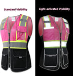 Safety Vest for women, Hi vis Reflective Lady Work vest With 9 Multi Pocket And Zipper