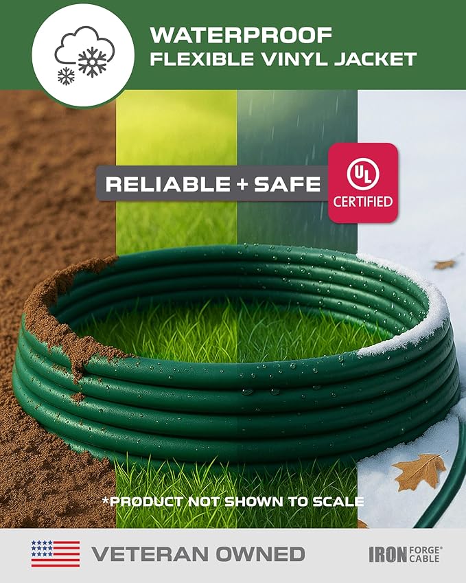 Iron Forge Cable 2 Pack Weatherproof 10 Ft Outdoor Extension Cord - 16/3 SJTW Heavy Duty Green Extension Cord 3 Prong - 13 Amp Exterior Power Cable