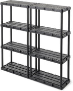 Gracious Living 3 Pack Light Duty Storage Shelves, Knect-A-Shelf 4-Shelf Ventilated Shelving Rack Organizer for Home, Garage, Basement & Laundry, Black