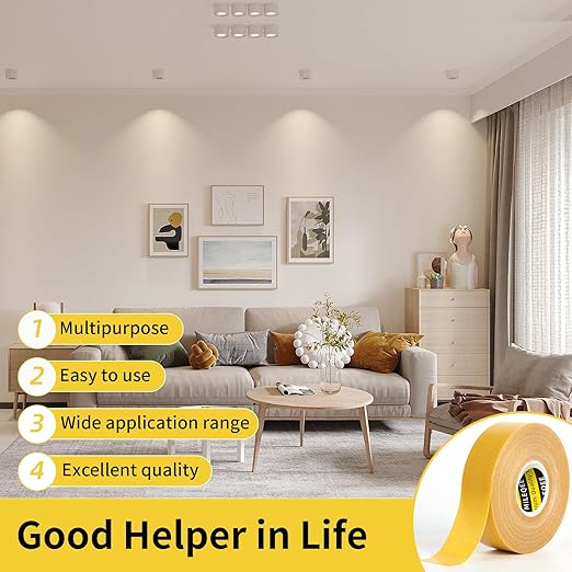 Double-Sided Mesh Tape Heavy Duty, 2.4in x 33FT(10m), Single Sided Cloth Duct Tape Durable,High Stickiness Strong 2 Sided,Multipurpose Removable Residue-Free, Easy Tear Office Decor