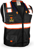KwikSafety - Charlotte, NC - UNDERBOSS Safety Vest [11 POCKETS] Premium ANSI Class Unrated High Visibility Vest Construction Surveyor Reflective Vest Industrial Work Safety Vest for Men/Black XL