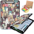 Clipboard with Storage,Storage Clipboard with Pen Holder,Heavy Duty Plastic Storage Clipboard with Low Profile Clip, Clipboard Folder, Teacher Must Haves, Office Supplies,Colorful Cats