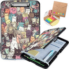 Clipboard with Storage,Storage Clipboard with Pen Holder,Heavy Duty Plastic Storage Clipboard with Low Profile Clip, Clipboard Folder, Teacher Must Haves, Office Supplies,Colorful Cats