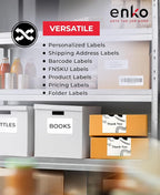 enKo - Compatible DK-2205 Continuous Paper Labels (2.4 Inch x 100 Feet) Compatible for Brother QL Label Printers - 96 Rolls with 32 Refillable Cartridge Frames