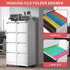 4 Drawer File Cabinet with Wheels,Metal Mobile Filing Cabinets with Lock,White Rolling File Cabinet for Home Office,Heavy Duty Storage Cabinet for A4/Letter/Legal Size File,Assembly Required