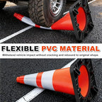 28" Orange PVC Construction Cones - 8 Pack with Reflective Collars & Black Base, for Roadwork, Parking, and Crowd Control Safety