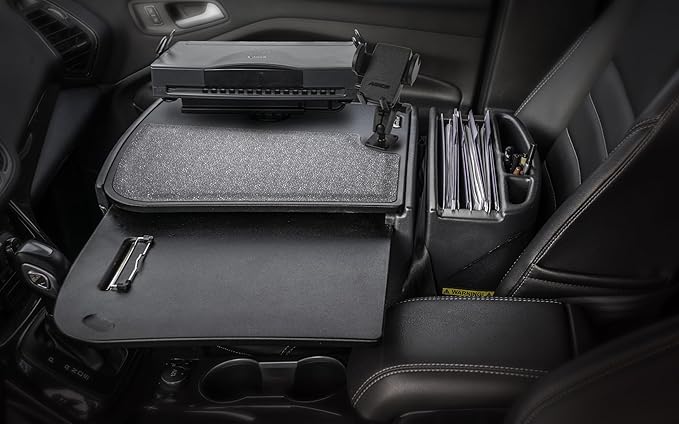 AutoExec AE-GMCD-PI-PM-PS-BT GripMaster Car Desk for Your Vehicle Workstation and Mobile Office, Black with 400 watt Power Inverter, Phone Mount and Printer Stand