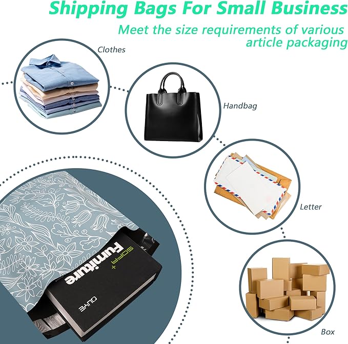 Poly Mailers 6x9 Inch 100 Pcs - Wheat Sheaf printed Shipping Bags, 2.4mil Thickness, Waterproof and Tear Resistant Mailing Envelopes, Self-Sealing Packaging Bags for Small Business
