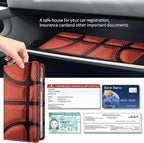 Premium Car Registration and Insurance Card Holder, Cute PU Leather Car Document Holder, Vehicle Glove Box Car Organizer with Magnetic Closure for Driver License, Cards Basketball Texture