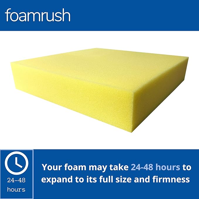 FoamRush 11" x 24" x 27" Water-Resistant Dry Fast Outdoor Upholstery Foam Sheet for Outdoor & Marine Furniture (Chair Cushion Foam for Patio Furniture, Boat Seat Cushion Replacement)