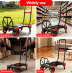 2 in 1 Hand Truck Dolly Foldable, 330LB Folding Hand Truck Heavy Duty Carrying, Folding Hand Cart with Retractable Handle Dolly Cart for Moving