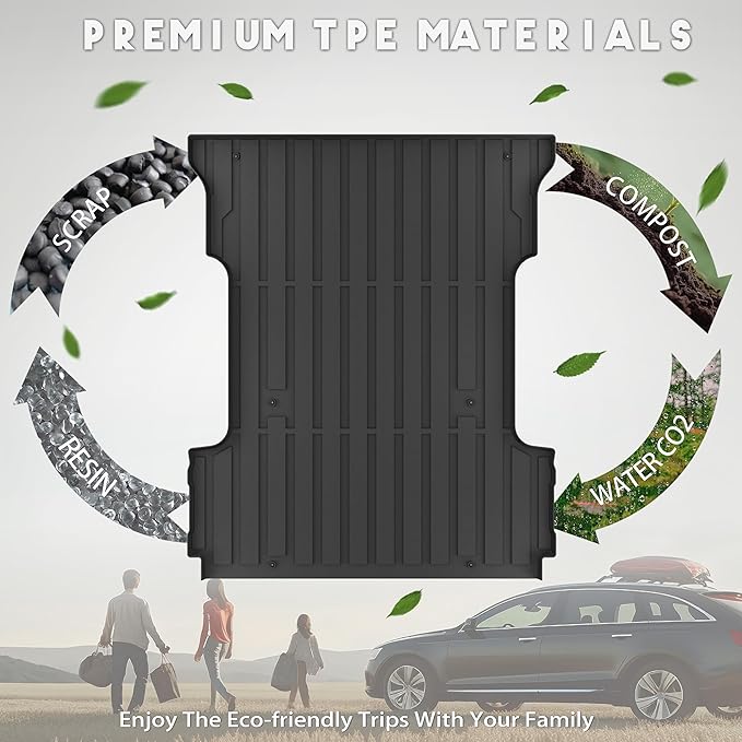 KARPAL 6.5FT Truck Bed Mat for Ford F150 & Lightning Standard Bed 2015-2025 (Not Fit 5.5FT Short Bed & 8FT Long Bed), TPE All Weather Truck Bed Liner Cargo Trunk Accessories for Ford F150