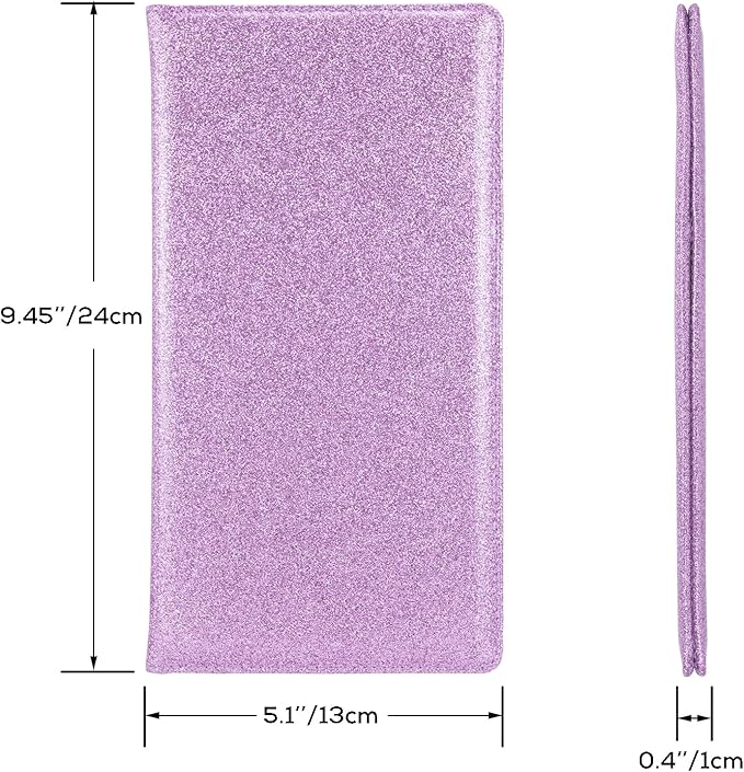 Car Registration and Insurance Holder, Leather Magnetic Shut Vehicle Glove Box Organizer for Document, Card, Driver License, Glitter Purple