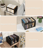 Bamboo Hanging File Organizer, Office Desk File Organizer for Letter Size, Wood Hanging File Folders Organizer Record Holder Storage Stand Bookshelf Easy Assembly, Black