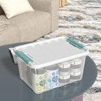 6 Packs Plastic Latch Boxes, 20 L Clear Stackable Storage Container Bin with White Lid