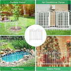 15 Panels Decorative Garden Fence, 24 in(H) X 30 ft(L) No Dig Dog Fence Outdoor for Yard, Rustproof Metal Garden Fencing Animal Barrier with Ground Stakes, Temporary Fencing for Patio Outdoor, White