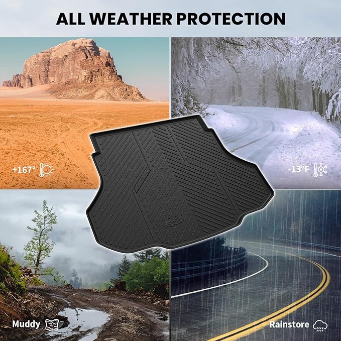 LASFIT Cargo Mat for Hyundai Elantra 2026 2025 2024 2023 2022 2021 & Elantra N 2022-2025, All Weather TPE Custom Fit Elantra & Elantra N Trunk Mat, Black