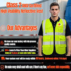 BeautyWill 10/20 Pack Custom Logo Safety Vest,Bulk High Visibility Class 2 Reflective Work Vests