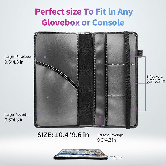 Car Registration and Insurance Card Holder - Blue Sailboat Coral Shell Collage Leather Document Organizer & Bifold wallet for License, Insurance Cards | Fits Vehicle Glove Box & Visor