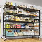 PrimeZone 5 Tier 80.7" Hx55.5 Wx24 D Wire Shelving with Wheels 3000lbs NSF Certified Storage Shelves Heavy Duty Metal Shelf Adjustable Rolling Rack Commercial Garage Restaurant Warehouse Kitchen 2Pcs
