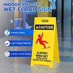 MATTHEW CLEANING 25'' Industrial Wet Floor Sign 12 Pack 2-Sided Durable Corrugated Plastic Birght Yellow Multilingual Warning Signs Commercial Caution Wet Fold-out Floor Signs For Indoors