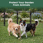 24 in(H) Decorative Garden Fence Outdoor for Yard with Gates,Heavy Duty Iron 16 Panels Total 29.4ft(L) Anti Dig Fence with Gravity Automatic Lock for Indoor/Outdoor Decorative Dog Fence,Black