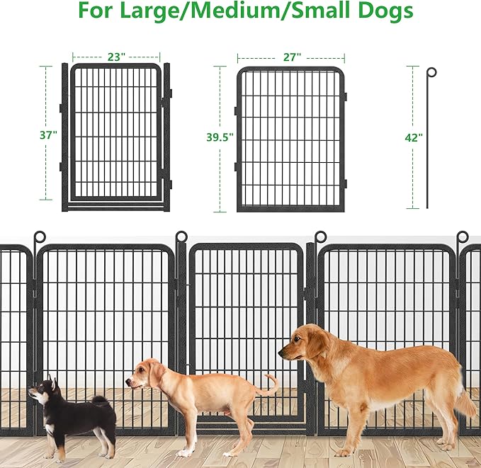 Decorative Garden Fence with Gate, 40 in(H) x 45 ft(L) Rustproof Metal Fence Panels No Dig Fence with Full Panel Gate, Dog Fence Outdoor for Yard, Animal Barrier Garden Fencing for Yard