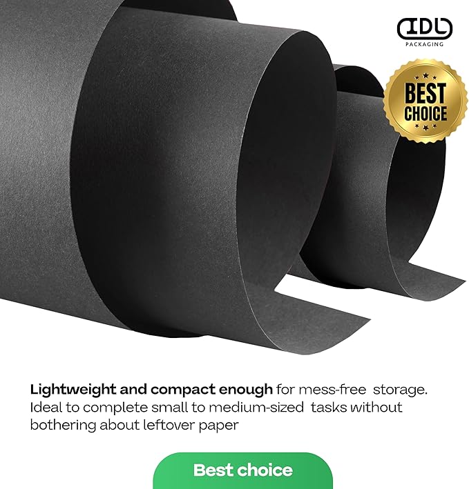 Black Kraft Paper Roll 24" x 1200" (100 feet) with Cutter- USA-Made Wrapping Paper for Packing, Moving, Shipping & Crafts/Arts - 100% Recyclable Natural Craft Material by IDL Packaging