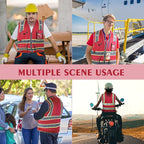 Reflective Safety Vest for Men Women, High Visibility Safety Vest with 8 Pockets Zipper Front, Meets ANSI Standards