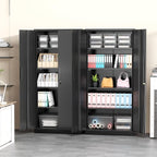 Greenvelly Metal Storage Cabinet with Lock,71" Metal Garage Cabinet with 2 Doors and 4 Adjustable Shelves,Lockable Storage Organization, Steel Tool Cabinets for Office,Home,Garage,Gym,School (Black)