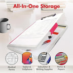 Dexas Slimcase 2 Plastic Clipboard with Storage and Side Opening, Natural Glitter Pink Binding, Office Supplies Clipboards to Organize, A4 Holder, Nursing Clipboards