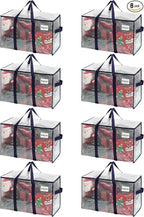 VENO 8 Pack Moving Bags and Large Christmas Storage Bins with lids. Alternative to Moving Boxes, Packing Supplies for College. Extra Large Heavy Duty Totes for Packaging (Clear, 8 Pack)