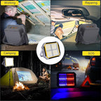 ERAY LED Work Light with 4 Solar Panel, 150W 12000mAH Rechargeable Worklight with 336 LED Beads/4 Modes/IP64/Stepless Dimming, Portable Job Site Light for Emergency Workshop（Grey