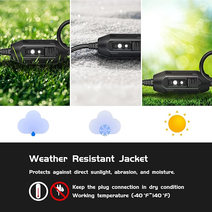 3 FT Lighted GFCI Extension Cord with 3 Power Outlets,12/3 SJTW Heavy Duty Black Extension Cable with 3 Prong Grounded Plug for Safety,UL Listed