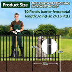 Decorative Garden Fence, 10 Panels No Dig Fence, 32 in(H) x 24.16 ft(L) Animal Barrier for Dogs Rabbits, Rustproof Metal Arched Decorative Garden Fences for Flower Bed, Outdoor, Yard, Patio