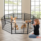 Tall Garden Fence with Gate 48 in(H)×27 in(L) 12 Panels Total 26.6 Ft(L), Garden Fencing to Keep Dogs Out, Heavy Duty Iron Metal Animal Barrier Fence, Flower Bed Fencing
