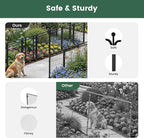 Decorative Garden Fence 32in(H) x52in(L), Thicken 2 Panels Metal No Dig Outdoor Dog Fence for Yard,Heavy Duty Animal Barrier for Dog and Rabbit, Garden Border Fence, Black