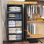 600Qt Stackable Storage Bins with Lids, 5 Pack Large Collapsible Bins with Wheels, Plastic Cabinet with Doors, Foldable Closet Organizers and Storage for Home, Dorm, Office, Black