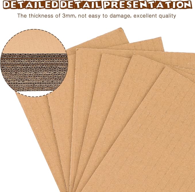 100 Pcs Corrugated Cardboard Sheets Set Corrugated Packaging Pads Paper Flat Cardboard Filler Inserts Sheet Pads Rectangle for Delivering Packing Separators Art Crafts Supplies (Brown, 5 x 7 Inch)