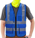 A-SAFETY High Visibility Mesh Safety Reflective Vest with Pockets and Zipper,Hi Viz Work Vest for Men Women (Blue Mesh XXXL)