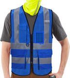 A-SAFETY High Visibility Mesh Safety Reflective Vest with Pockets and Zipper,Hi Viz Work Vest for Men Women (Blue Mesh XXL)