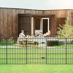 Metal Garden Fence with Gate 42in (H) x 23.3ft (L), 1 Gate+ 9 Panels Dog Fence Border Fence Animal Barrier, No Dig Garden Fencing for Yard Flower Bed Lawn Patio Outdoor, ECG4210, Black